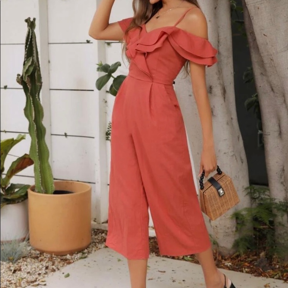 Cold Shoulder Ruffled Jumpsuit